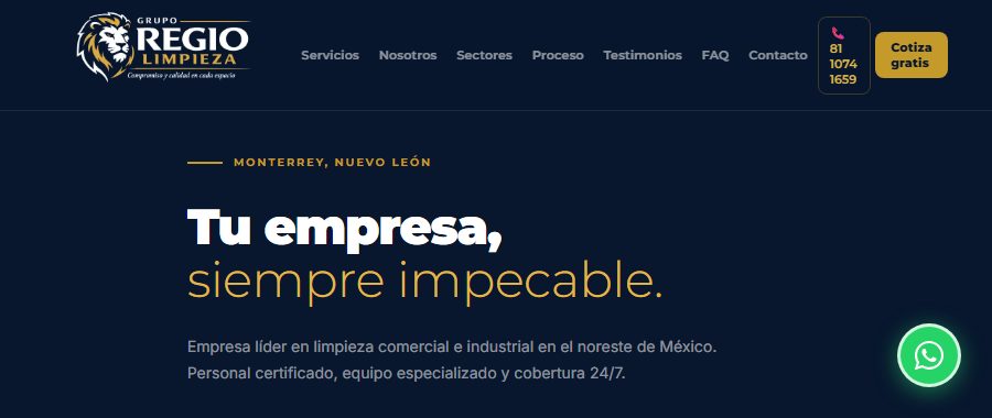 Sitio web de Grupo Regio Limpieza